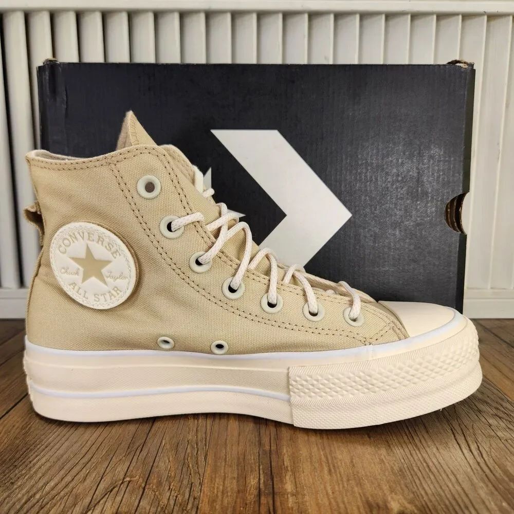 Converse CTAS Lift Hi Platform Sneakers Womens Size 6.5 Oat Milk Shoes A06092C